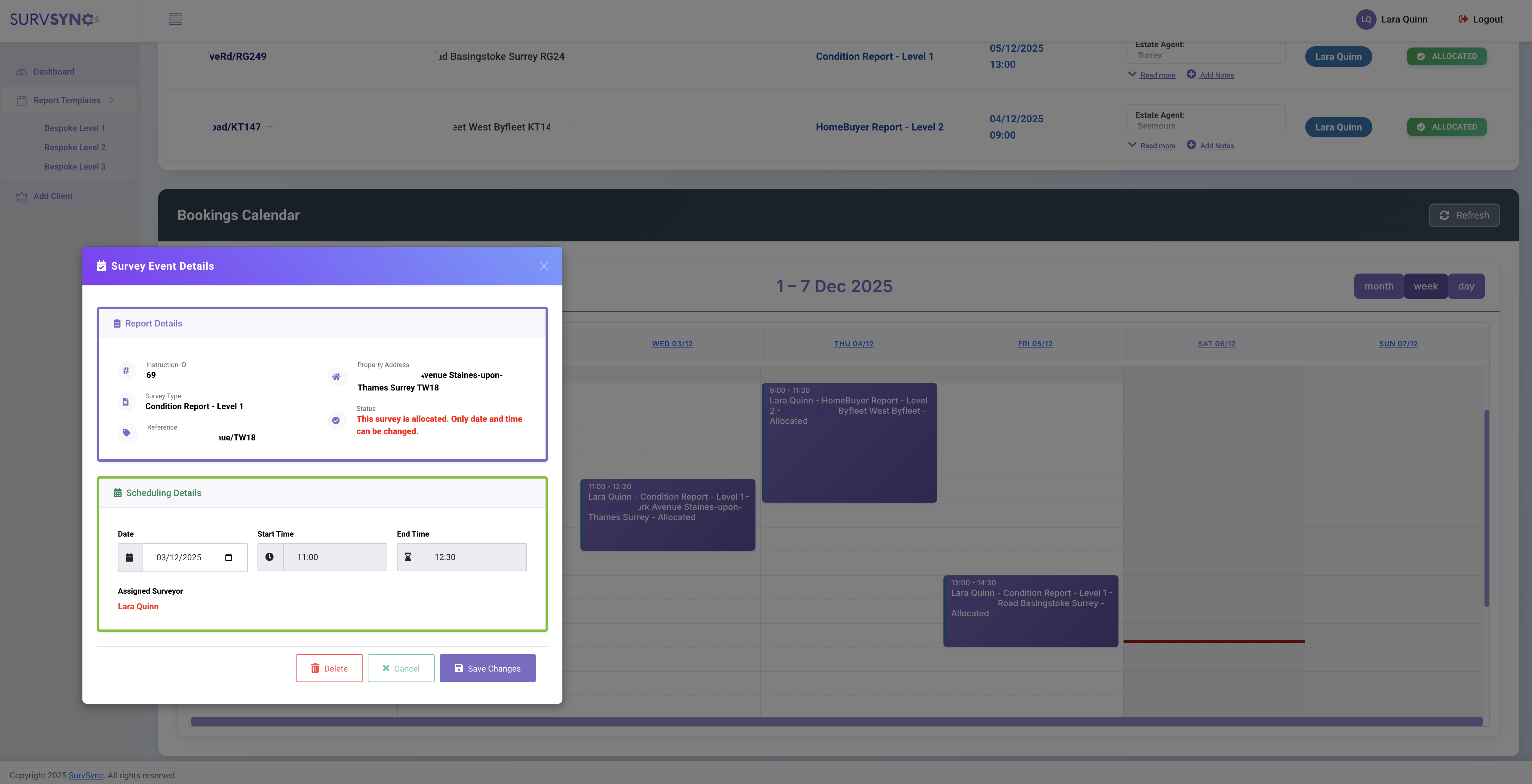 SurvSync Calendar Booking